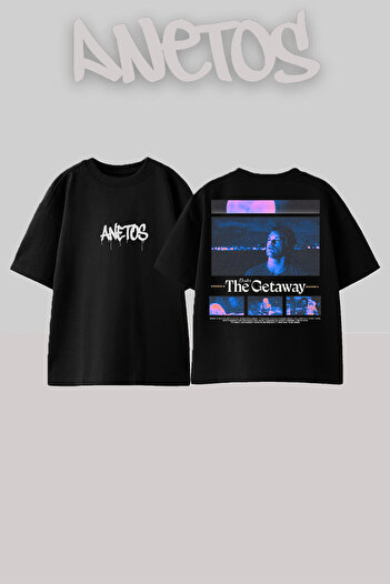 Anetos Dexter 12 Design Back Printed Cotton Black Oversize T-Shirt