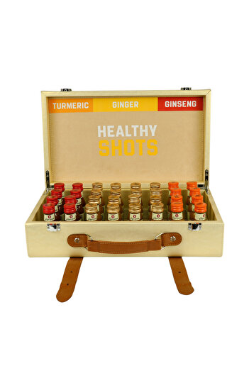 The Ginger People Healthy Mix Shots Kit – Premium Leather Case (32 Shots)