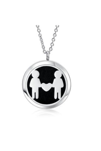 DROPY Medal with aroma diffuser for essential oils, pair model, 55 cm chain, felt discs included, silver