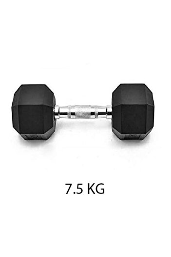 huitich Gym Fitness Equipment Rubber Hex Dumbbell 1 Pc Black 7.5 Kg