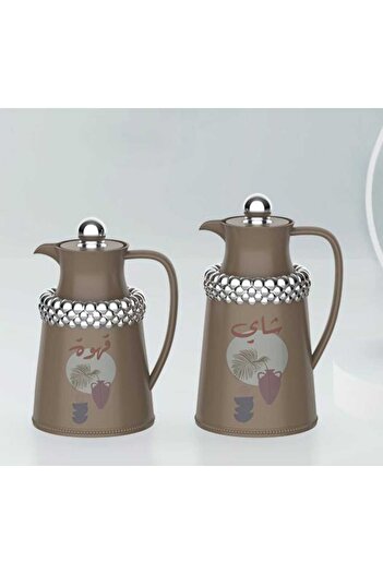 AL OSTORAH Legend Silver Tea and Coffee Thermos Set 0.7+1 Liter