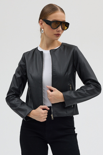 Jaglion New Season Plain Leather Jacket