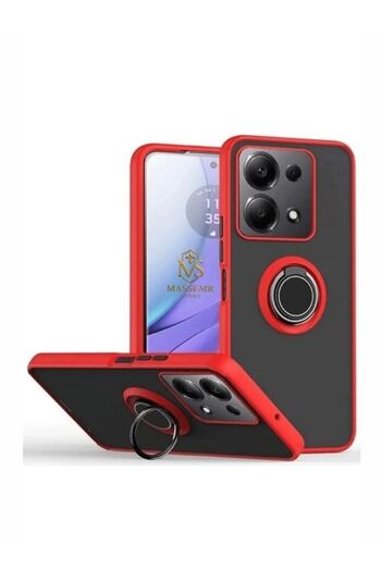 Massemr Xiaomi Redmi Note 13 Pro 4g Silicone Cover with Magnetic Ring Shock-Absorbing Premium Case with Stand