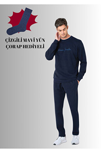 Pierre Cardin 3 Yarn Cotton Crew Neck Long Sleeve Straight Leg Tracksuit Set (with Wool Socks Gift) Qp6K1E1K5R