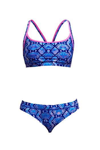 FUNKİTA Blue Viper Women's Bikini Set – Sports Top & Brief Bottom, Chlorine Resistant, Comfortable and Stylish