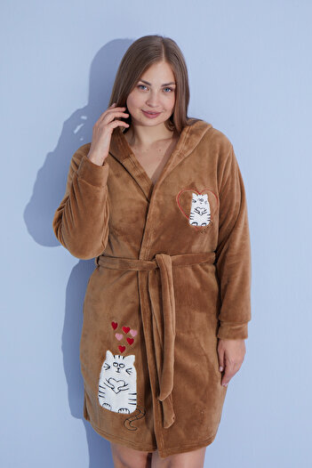 bigiyin Plus Size Women's Robe Winter Fleece Ultra Soft Robe Plus Size Bathrobe Fleece Robe