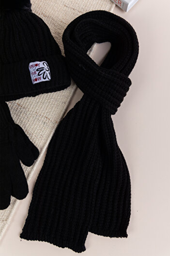 Babymod Pompom 9-15 years girl scarf beanie gloves set