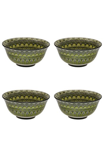 Vervo.ro pentru minți curioase Set of 4 ceramic bowls, 500 ml, Ceramic, Green
