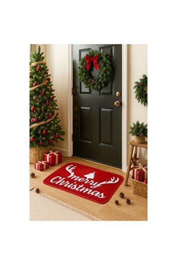 OEM Antiskid Entrance Mat with Christmas Motives, Textile Material, "Merry Christmas" Design, 38 x 58 cm