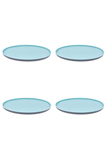 Vervo.ro pentru minți curioase 4-piece plastic dinner plate set, Turquoise Grey, diameter 25 cm