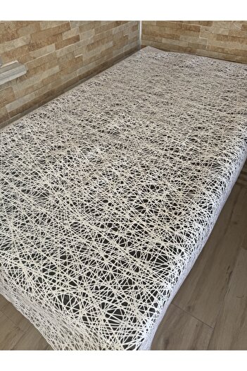 yukselhalimefrusat Transparent Patterned Tablecloth Straw Cream 137cm Wide