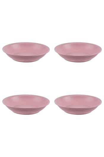 Vervo.ro pentru minți curioase Set of 4 Deep Plates, Plastic, Powder Pink, 18 cm Diameter
