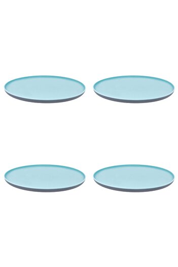 Vervo.ro pentru minți curioase 4-piece plastic dinner plate set, Turquoise Grey, diameter 25 cm