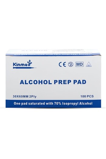 Kinmed 70% Alcohol Swabs - 100 Count | For skin and wound disinfection before injections and general use