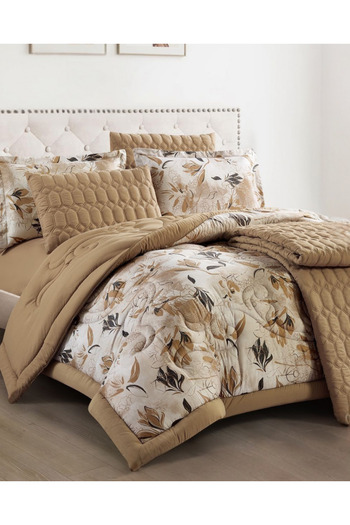 Generic 7-Piece Floral Bed Comforter Set - 240x260cm Quilted Comforter with 2 Pillowshams, 2 Pillowcases, Fi