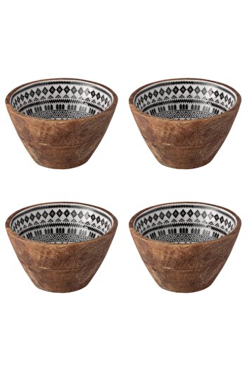 Vervo.ro pentru minți curioase Bowl set, 4 pieces, 480 ml, Wood, White