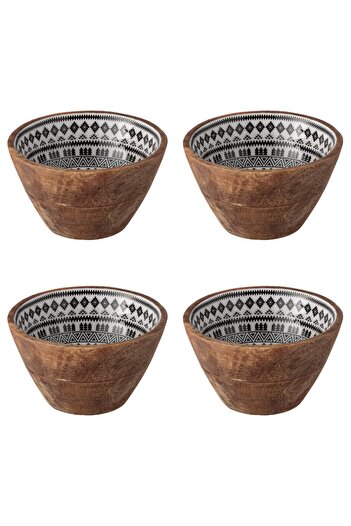Vervo.ro pentru minți curioase Bowl set, 4 pieces, 480 ml, Wood, White
