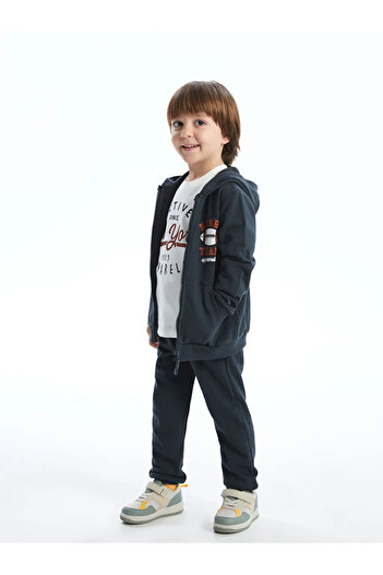 LC Waikiki Lcw Kids Anthracite Hooded Baby Boy 3-Piece Set