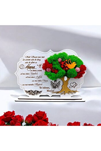 OEM Decoratiune tablou cu suport, personalizat cu mesaj standard, cadou pentru "Mama", alb, dimensiune 2