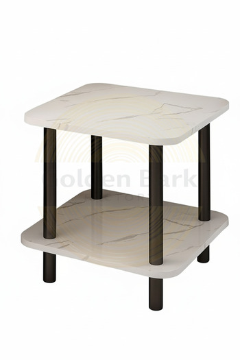 Golden Bark Modern side table with marble design and metal legs - coffee table and living room decor