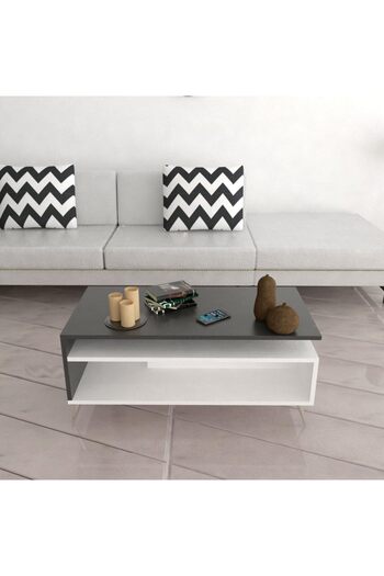 Stylish Home Medium Length Table SHCT01, White and Gray, Manufactured Wood