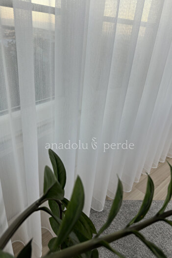 istper Herringbone Ecru Tulle Curtain - 1/3 Pleated, with Lead Trim Skirt |   Stylish Design Suitable for Living Room and All Rooms