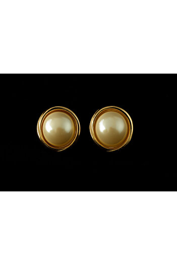 MELENY Big Pearl Earrings Round Gold Earrings