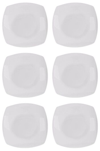 Vervo.ro pentru minți curioase Set of 6 Porcelain Dinner Plates, Square, White, 23.5x23.5 cm