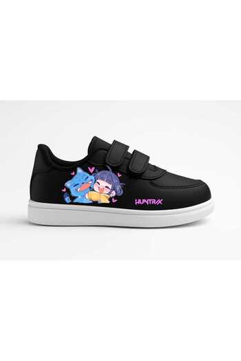 ECCAdesing Cats Girl Huntrıxx Printed Black Band Girls' Sneakers Sneaker