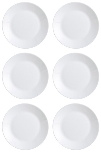 Vervo.ro pentru minți curioase Set of 6 Opal Plates, White, 25 cm diameter