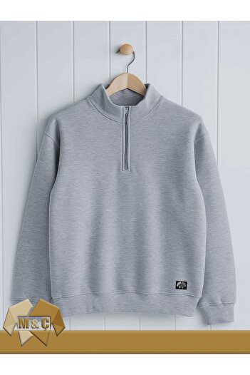 MÇ FAMİLY STORe Thick Zippered Collar Ribbed 3-Thread Battal Sweatshirt Keeps You Warm Comfortable Fit Combination
