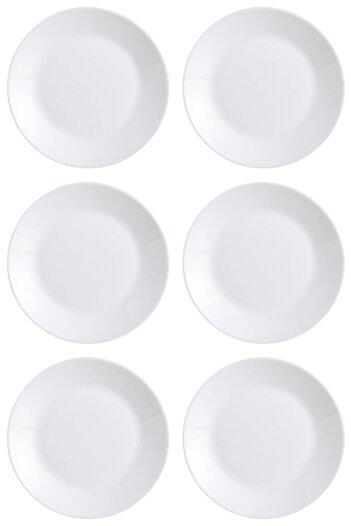 Vervo.ro pentru minți curioase Set of 6 Opal Plates, White, 25 cm diameter