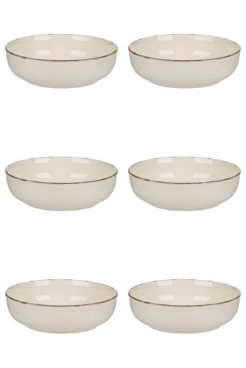 Vervo.ro pentru minți curioase 6-piece plate set, ceramic, beige, diameter 20 cm, Nordic style