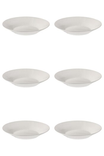 Vervo.ro pentru minți curioase Plate Set 6 pieces, Deep Plates, Porcelain, White, diameter 22.5 cm