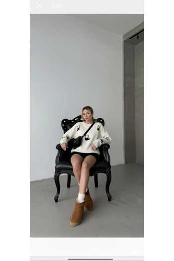Love Benti Cute Panda Patterned Trendy Knitwear Top with 5 Alternative Colors