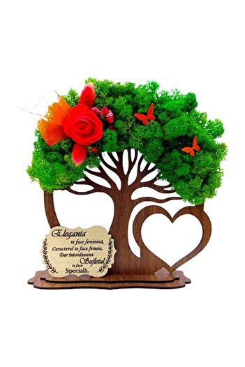 OEM Tree Decoration with lichens and message for Women's Day/March 8 "Elegance makes you feminin