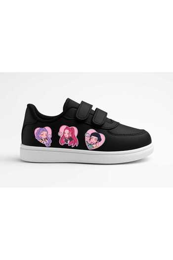 ECCAdesing Heart Heart Heart Huntrıx Printed Black Band Girls' Sports Shoes Sneaker