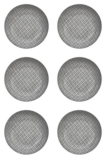 Vervo.ro pentru minți curioase Set of 6 Soup Plates, Porcelain, White, Grey Pattern, 20 cm diameter