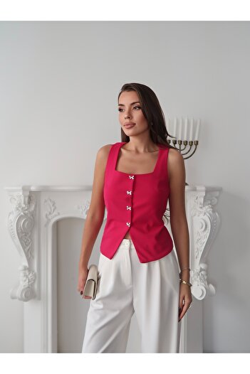 Paw Garage Women's Arden Button Detailed Lined Vest