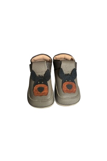 tega shoes Barefoot Catel baby slippers, First steps, natural leather, Dark brown/Grey