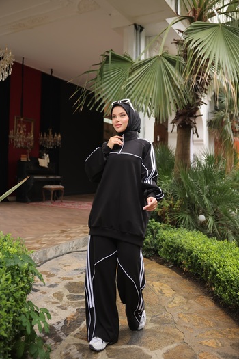 Wovi Σετ αθλητικής φόρμας Hijab Διπλό Σετ με φερμουάρ στο λαιμό