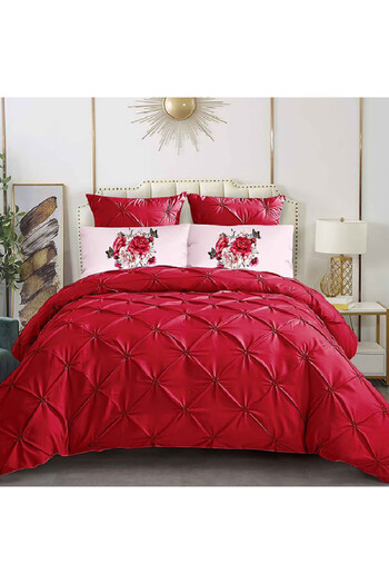 OEM Bed Linen with Elastic 180x200 Crease Red 6 Pieces (Fine)