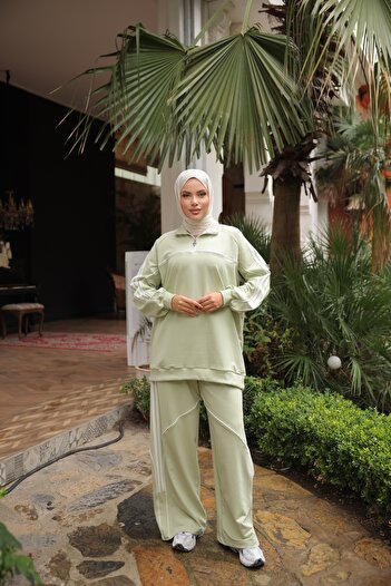 Wovi Σετ αθλητικής φόρμας Hijab Διπλό Σετ με φερμουάρ στο λαιμό