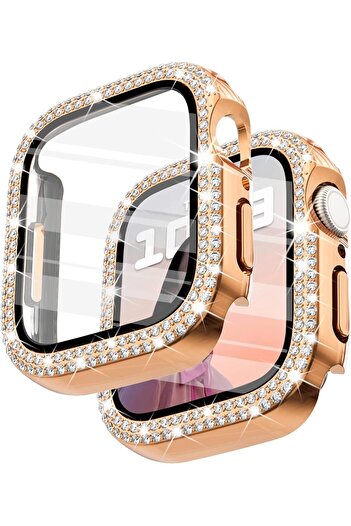 Cool Cold Apple Watch Series 10 & 11 Compatible (42mm) Tempered Glass+Screen Protector Diamond Detailed Case