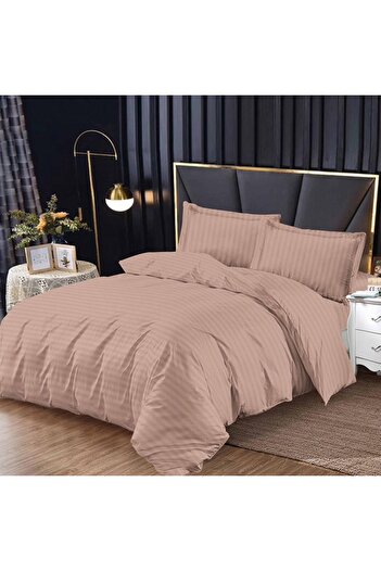 OEM Damask Bed Linen with Elastic 180x200 Bright V6 Dark Beige (Finet)