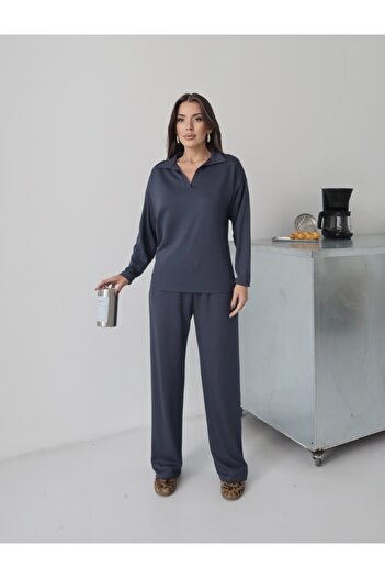 Paw Garage Women's Lora Modal Polo Neck Top and Bottom Set