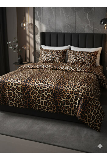 mirach Leopard Print 100% Cotton Satin Duvet Cover Set Luxurious and Elegant Bedroom Style