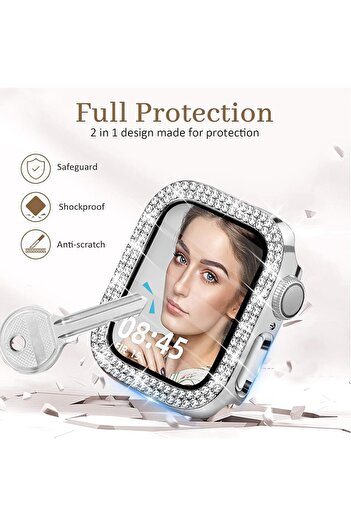 Cool Cold Apple Watch Series 10 & 11 Compatible (42mm) Tempered Glass+Screen Protector Diamond Detailed Case