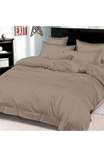 OEM Premium Damask Bed Linen with Elastic 180x200 Brown (Fine)