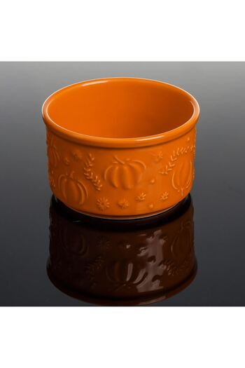 OEM Round Orange Ceramic Bowl with Autumn Pumpkin Pattern for Snack 210ml